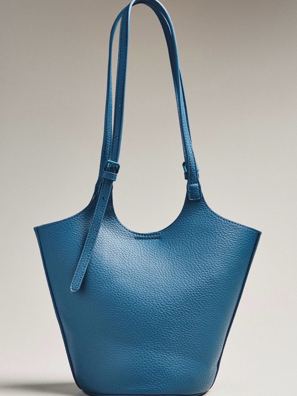 Antik Teal-Blue Pebbled Bucket Bag - Picture 2 of 3